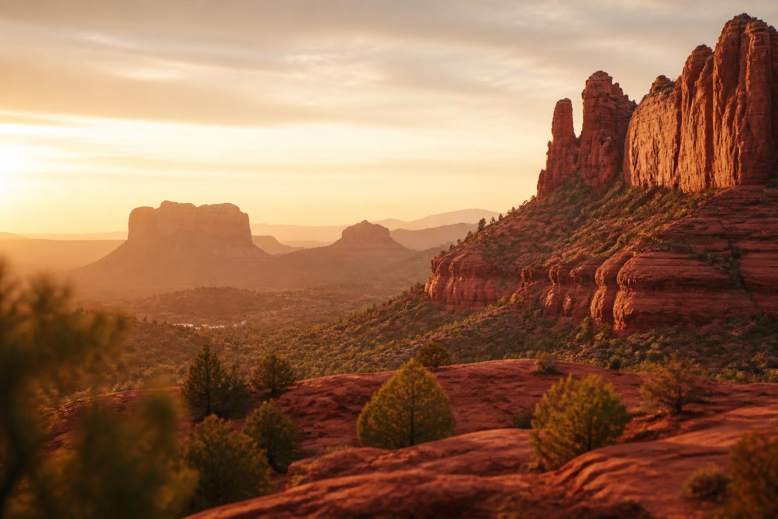 Arizona red rock desert at sunrise